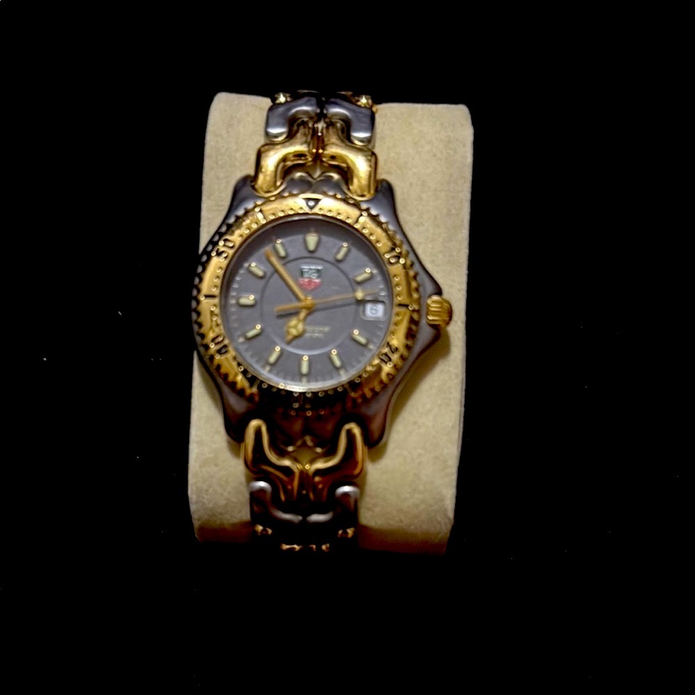 TAG Heuer Gold and Silver Watch with Black Dial